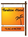 Paradise Hotel Vacancies Hanging Sign Royalty Free Stock Photo