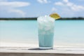 Paradise Island Beach Bar. Colorful Still Life with Fresh Cocktail on the Tropical Counter