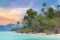 A paradise island beach in French Polynesia Royalty Free Stock Photo