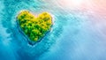 Paradise Island in form of heart with copy space Royalty Free Stock Photo