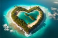 Paradise Island in the form of a heart. Generative AI. Royalty Free Stock Photo