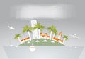 Paradise island, holiday hotel travel background White city collection Royalty Free Stock Photo