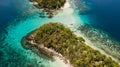 Paradise islands with white sand, palm trees and crystal blue water in Palawan, The Philippines Royalty Free Stock Photo
