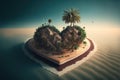 Paradise of love Nice aerial view of a heart shaped island. Tropical honeymoon travel concept. Gnerative AI