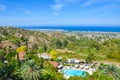 Paradise Mediterranean landscape in Kyrenia region, Northern Cyprus taken in late summer with rural buildings and hotel complexes