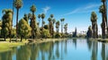 paradise palm trees lake Royalty Free Stock Photo