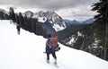 Hikers Travel Paradise Ridge Nisqually Valley Royalty Free Stock Photo