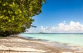 Paradise sandy beach on Silhouette Island, Seychelles Royalty Free Stock Photo