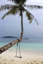 Paradise sea landscape with white sand and emerald ocean shore in Rawa Island Malaysia Royalty Free Stock Photo