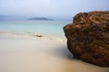 Paradise sea landscape with white sand and emerald ocean shore in Rawa Island Malaysia Royalty Free Stock Photo