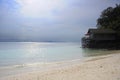 Paradise sea landscape with white sand and emerald ocean shore in Rawa Island Malaysia Royalty Free Stock Photo