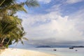 Paradise sea landscape with white sand and emerald ocean shore in Rawa Island Malaysia Royalty Free Stock Photo