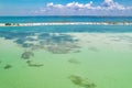 Paradise Summer vacation. Florida beach. Panorama of Dunedin Causeway, Honeymoon Island State Park. Royalty Free Stock Photo