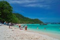 Paradise Tropical beach, coastline. Seascape, Sunny day, white sand, turquoise water, green jungle. Royalty Free Stock Photo