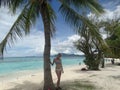 Trimaran at paradise tropical island beach, Coron, Philippines Royalty Free Stock Photo