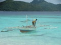 Trimaran at paradise tropical island beach, Coron, Philippines Royalty Free Stock Photo