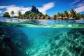 Paradise view of the island of Mauritius from the water, Bora Bora landscape, AI Generated