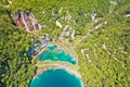 Paradise waterfalls of Plitvice lakes national park aerial view