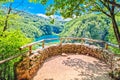 Paradise waterfalls of Plitvice lakes national park panoramic viewpoint