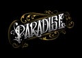 PARADISE word lettering custom style