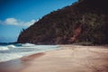 Paradisiac beach at Kalalau trail middle point, Kauai, US Royalty Free Stock Photo