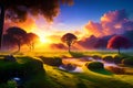 a paradisiacal landscape on earth magnificently created by ai Royalty Free Stock Photo