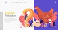 Paradox Which Came First Chicken or Egg Landing Page Template. Chicken-and-egg Metaphoric Adjective. Characters and Hen Royalty Free Stock Photo