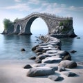 A paradoxical endless bridge, AI generated image Royalty Free Stock Photo