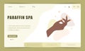 Paraffin therapy and massage concept. Landing page template. Moisturizing wax from skin care. Groomed african female