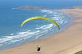 Paraglider above Rhossili beach Royalty Free Stock Photo