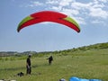 Paraglider coming in to land Royalty Free Stock Photo
