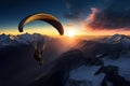 paraglider fly in the mountains Royalty Free Stock Photo