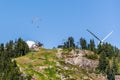 Paraglider flying above Grouse Mountain, Vancouver Royalty Free Stock Photo