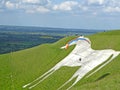 Paragliding above Westbury White Horse in Wiltshire