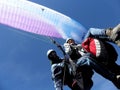 Paraglider flying with blue skies