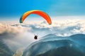 Paraglider flying in the blue sky. generative AI