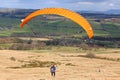 Paraglider flying in the Brecon Beacons Royalty Free Stock Photo