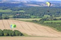Paraglider flying at Combe Gibbet, England Royalty Free Stock Photo