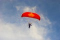 Paraglider flying at Hot air balloon show in Harod valley Israel