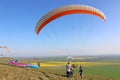 Paraglider flying at Milk Hill, Wiltshire Royalty Free Stock Photo