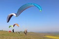 Paraglider flying at Milk Hill, Wiltshire Royalty Free Stock Photo