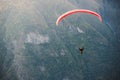 Paraglider flying over Aurlandfjord, Norway