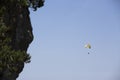 Paraglider flying over Bavarian mountains Royalty Free Stock Photo