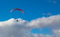 Paraglider flying over ocean in summer day Royalty Free Stock Photo