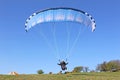 Paraglider launching wing at Milk Hill Royalty Free Stock Photo