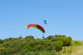 Paraglider and hang glider flying in proximity