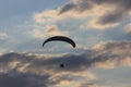 Silhouette of paraglider soaring at sunset Royalty Free Stock Photo