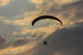 Silhouette of paraglider soaring at sunset Royalty Free Stock Photo