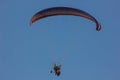 Silhouette of paraglider soaring at sunset Royalty Free Stock Photo