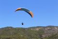 Paraglider landing in a special zone at Cleopatra Beach in Alanya Turkey Royalty Free Stock Photo